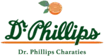 Dr. Phillips logo featuring a small orange icon above the text, with Dr. Phillips Charities written below, as seen at an event hosted for Condoleezza Rice.