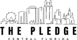 Logo for The Pledge Central Florida featuring a line-art skyline silhouette, as discussed by Condoleezza Rice.